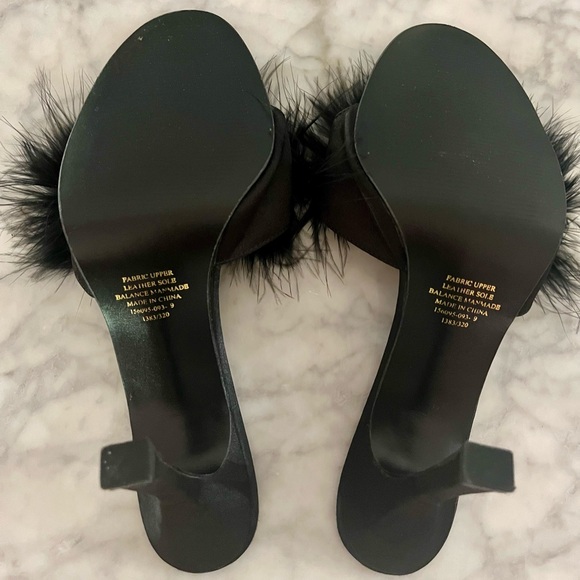 Victoria's Secret NWOT Black Heels with Feather Detail - Picture 2 of 3